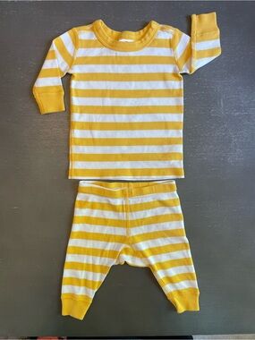 Hanna Andersson Yellow & White Striped Kids Pajama Set